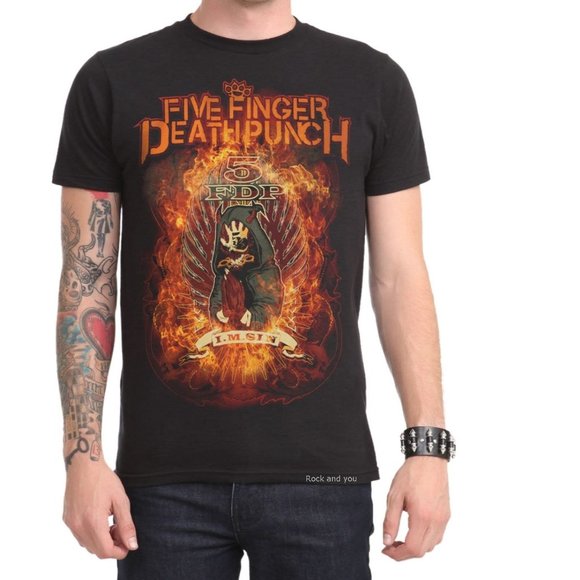 Five Finger Death Punch Wrong Side 5FDP metal rock Official T-Shirt M NWT - Picture 1 of 2